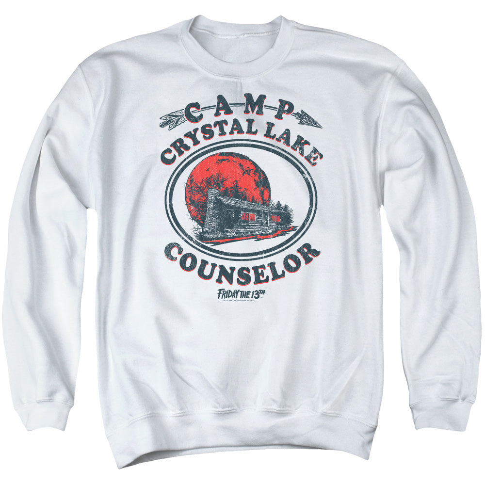 FRIDAY THE 13TH/CAMP COUNSELOR - ADULT CREWNECK SWEATSHIRT - WHITE
