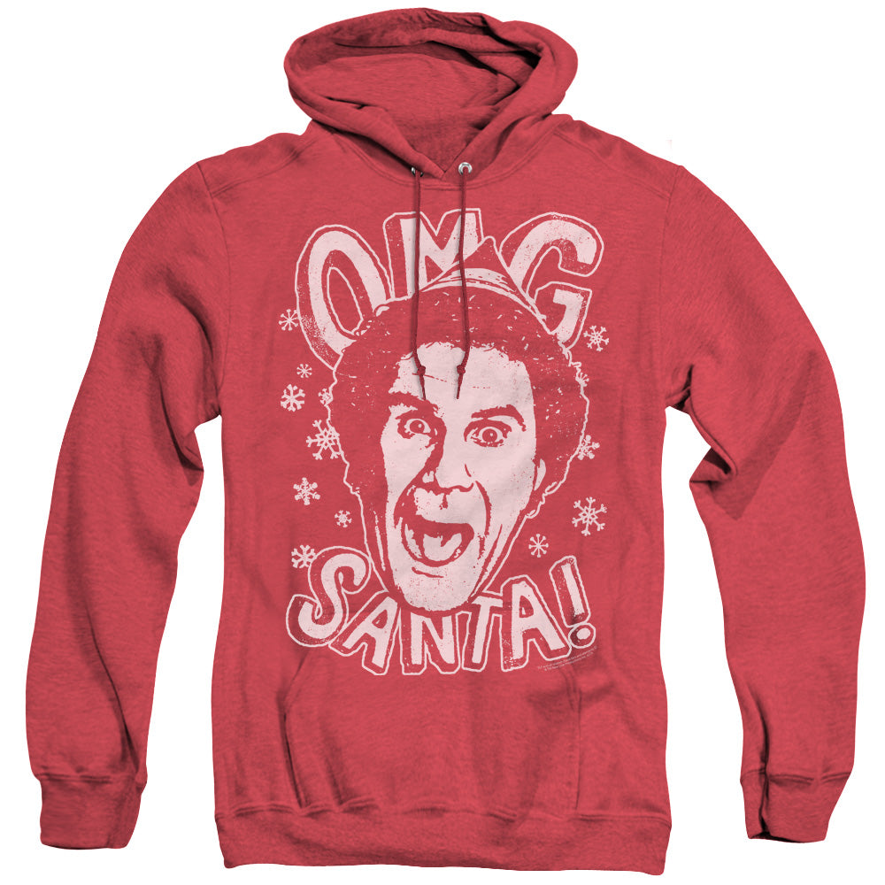 ELF/OMG SANTA - ADULT HEATHER HOODIE - RED