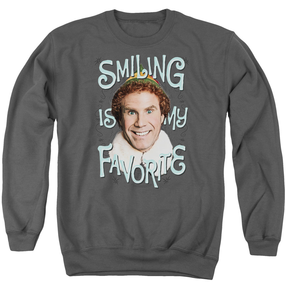 ELF/SMILING - ADULT CREWNECK SWEATSHIRT - CHARCOAL