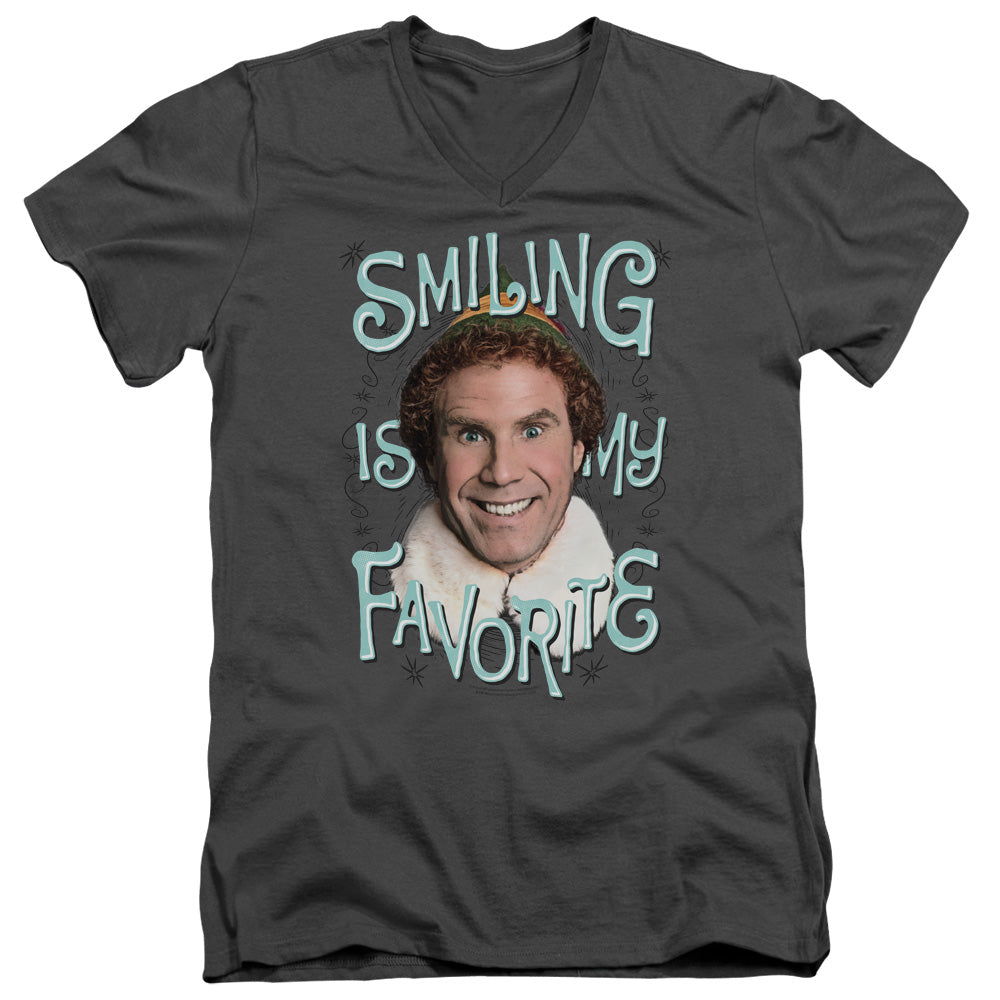 ELF/SMILING - S/S ADULT V-NECK 30/1 - CHARCOAL