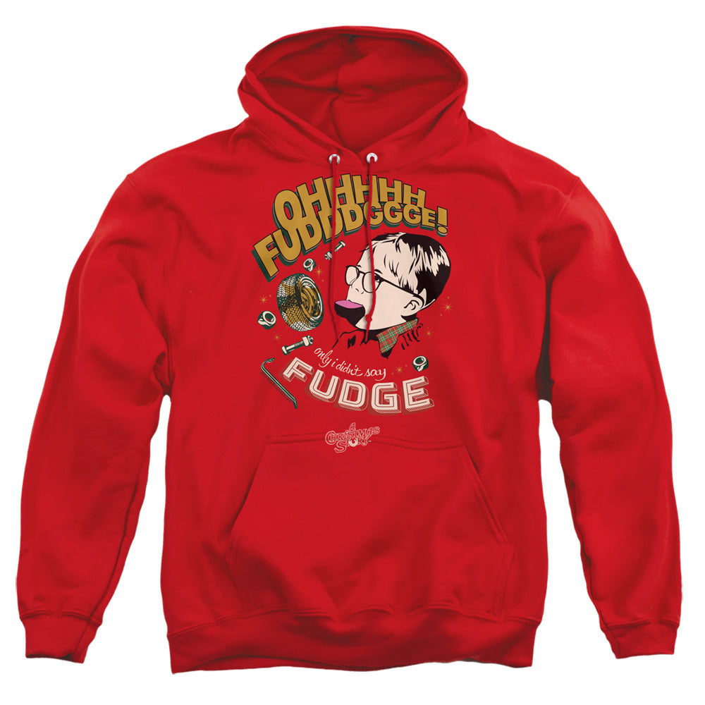 A CHRISTMAS STORY/FUDGE - ADULT PULLOVER HOODIE - RED