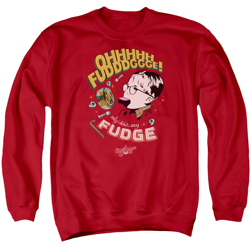 A CHRISTMAS STORY/FUDGE - ADULT CREWNECK SWEATSHIRT - RED