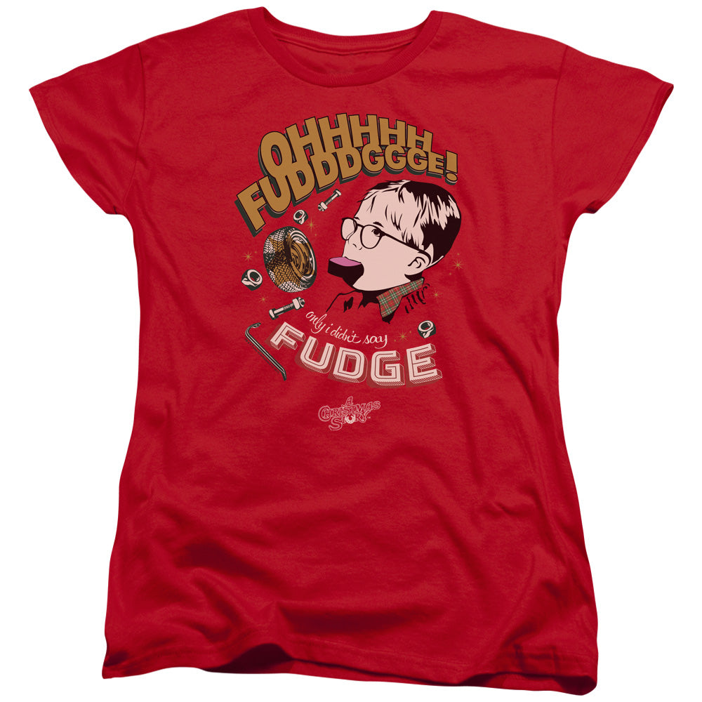 A CHRISTMAS STORY/FUDGE - S/S WOMENS TEE - RED