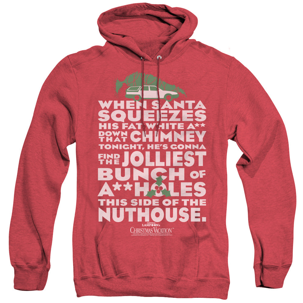CHRISTMAS VACATION/JOLLIEST BUNCH - ADULT HEATHER HOODIE - RED
