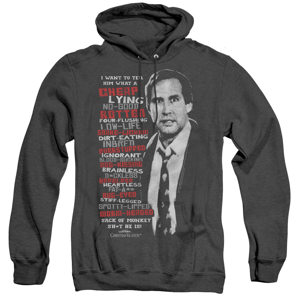 CHRISTMAS VACATION/PROFANITIES - ADULT HEATHER HOODIE - BLACK