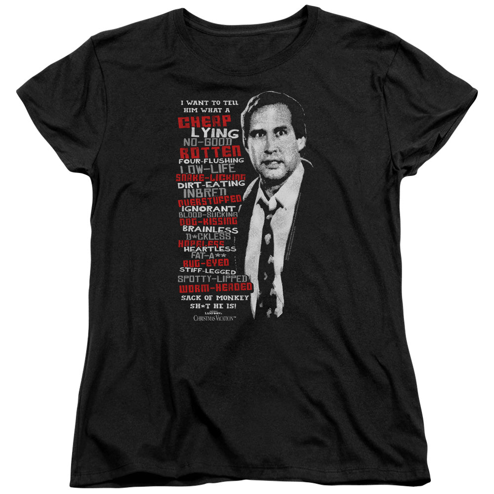 CHRISTMAS VACATION/PROFANITIES - S/S WOMENS TEE - BLACK