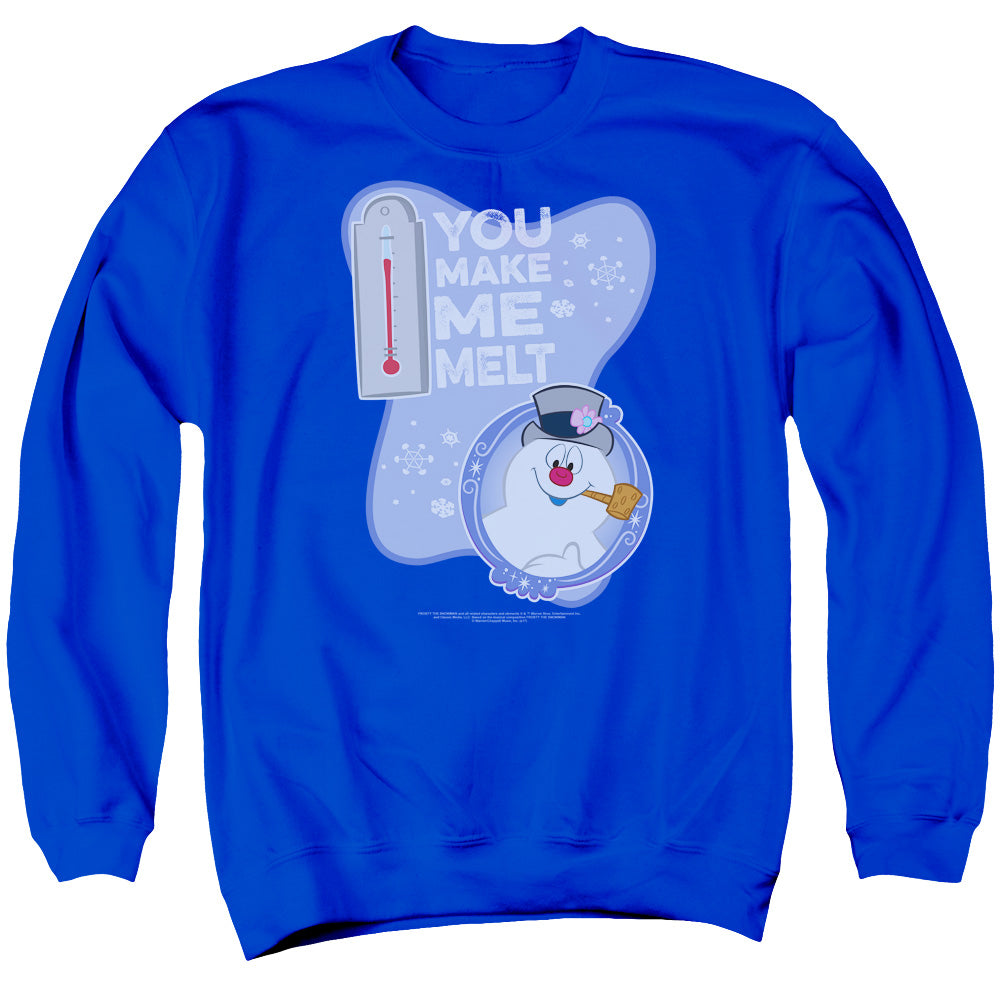 FROSTY THE SNOWMAN/MELT - ADULT CREWNECK SWEATSHIRT - ROYAL BLUE