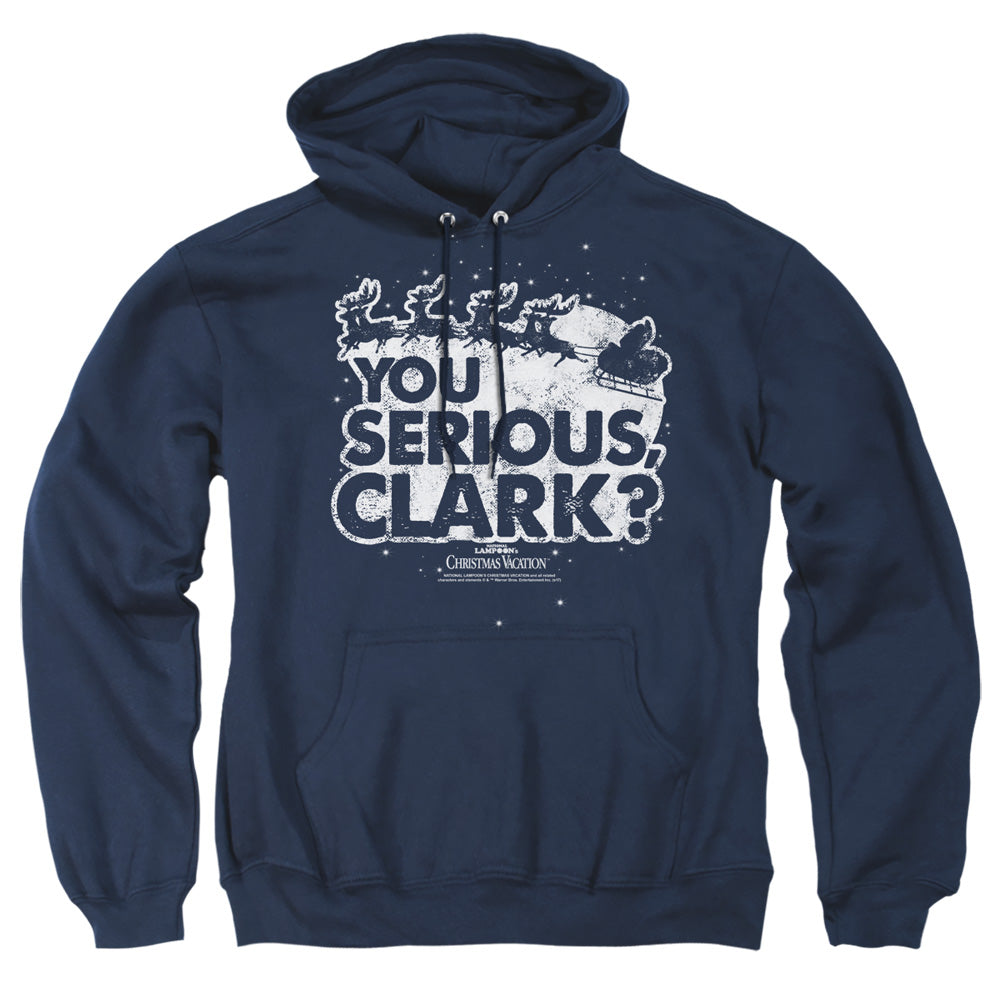 CHRISTMAS VACATION/YOU SERIOUS CLARK - ADULT PULLOVER HOODIE - NAVY
