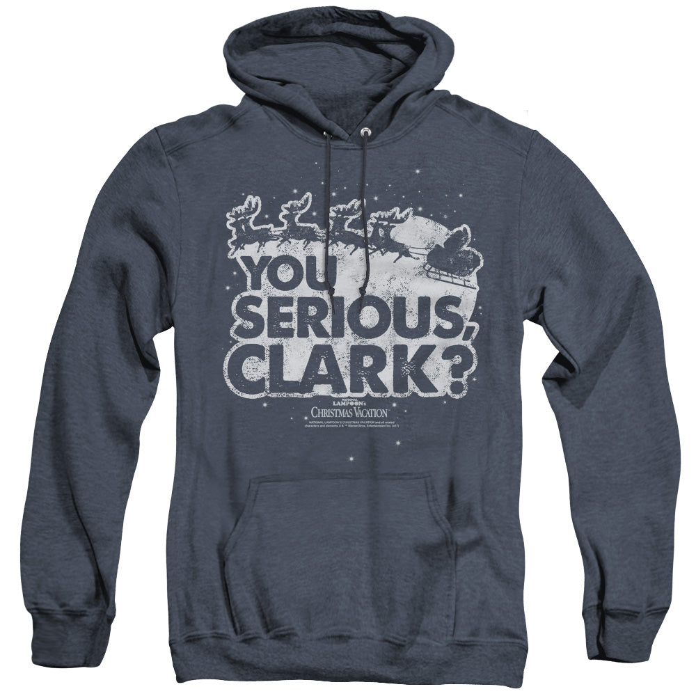CHRISTMAS VACATION/YOU SERIOUS CLARK - ADULT HEATHER HOODIE - NAVY