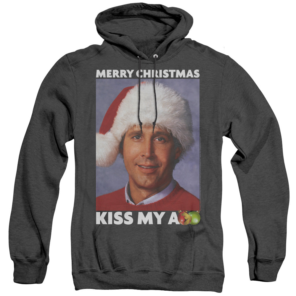 CHRISTMAS VACATION/MERRY KISS - ADULT HEATHER HOODIE - BLACK