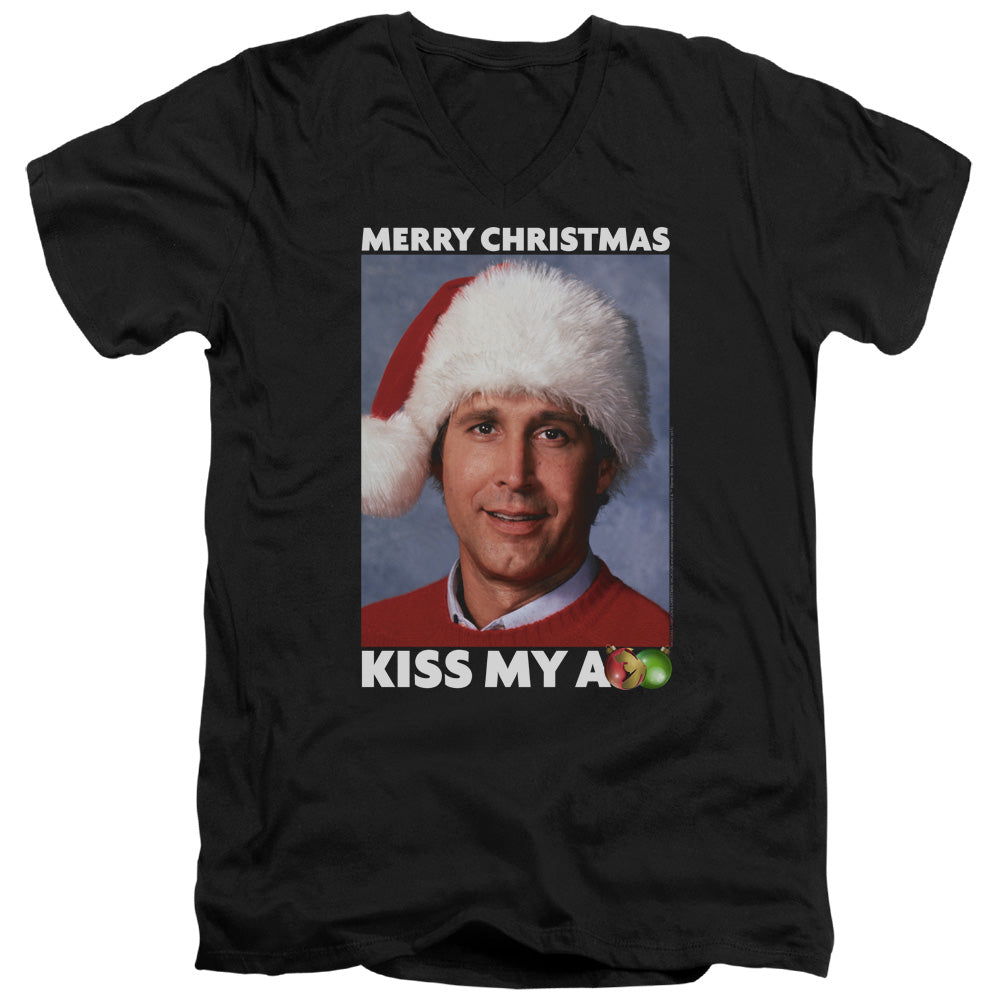 CHRISTMAS VACATION/MERRY KISS - S/S ADULT V-NECK 30/1 - BLACK
