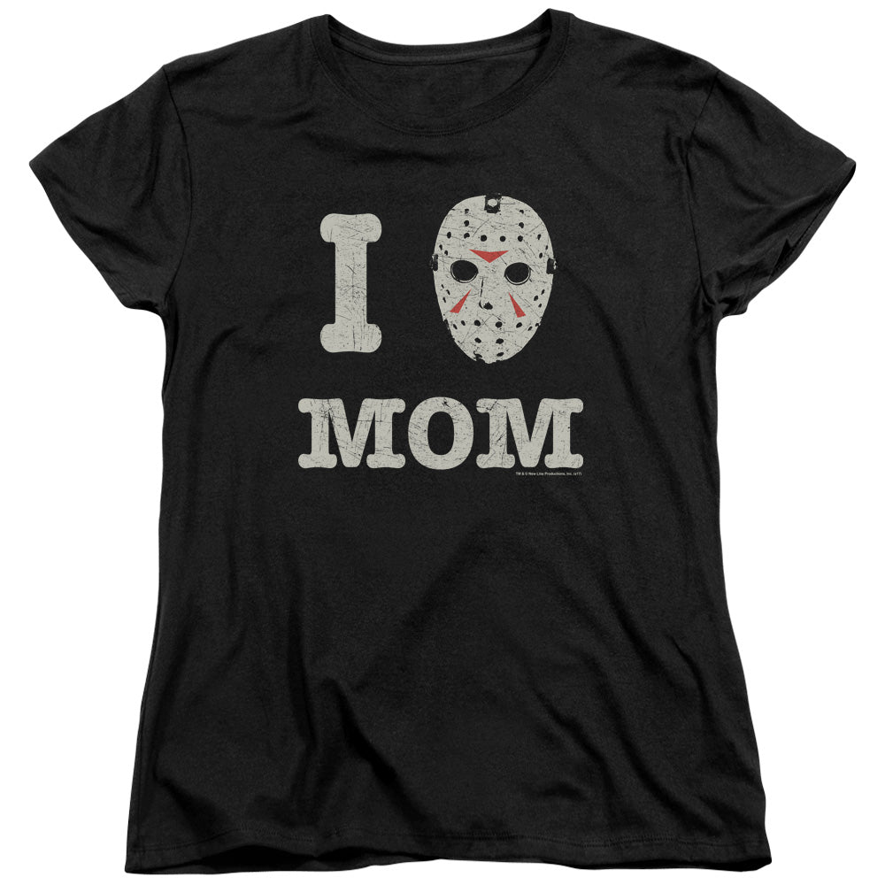 FRIDAY THE 13TH/MOMMAS BOY - S/S WOMENS TEE - BLACK
