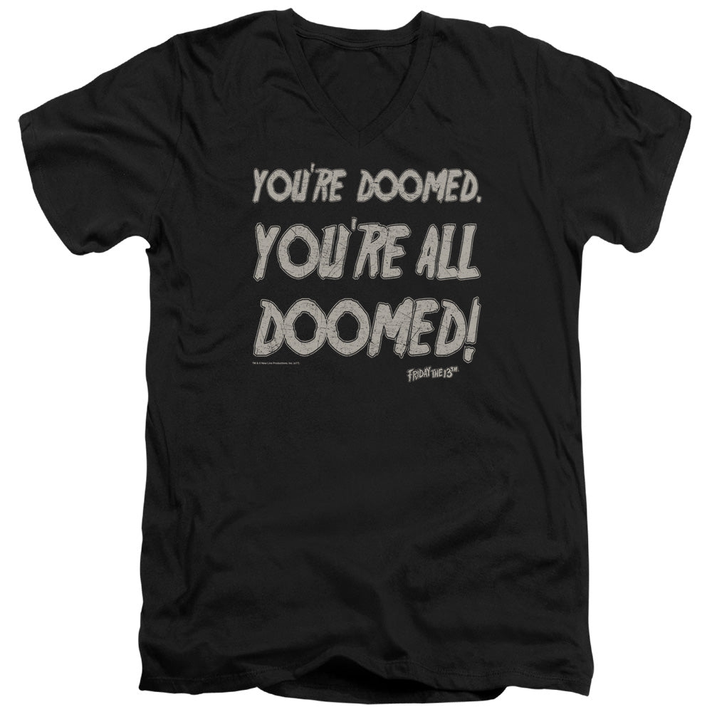 FRIDAY THE 13TH/DOOMED - S/S ADULT V-NECK 30/1 - BLACK
