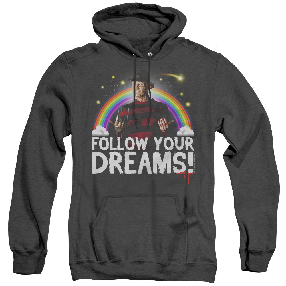 FRIDAY THE 13TH/FOLLOW YOUR DREAMS - ADULT HEATHER HOODIE - BLACK