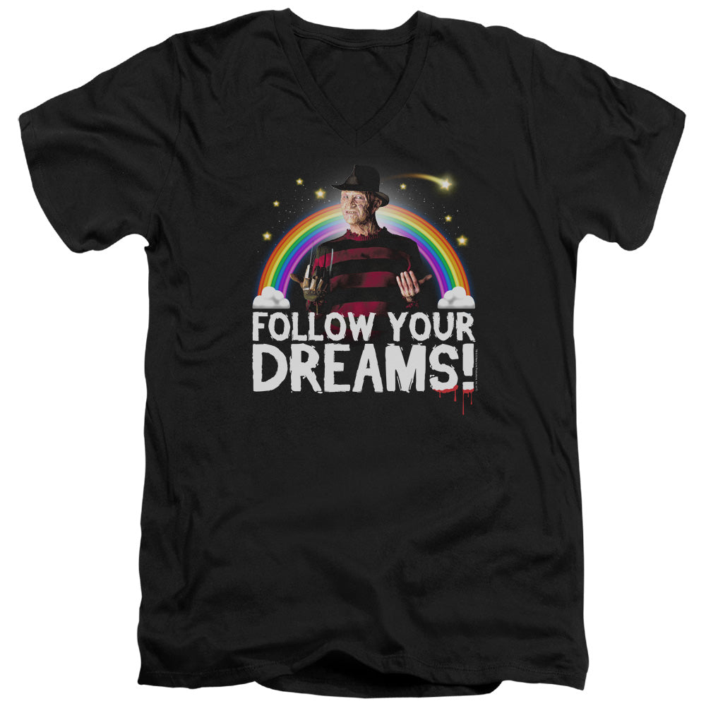 FRIDAY THE 13TH/FOLLOW YOUR DREAMS - S/S ADULT V-NECK 30/1 - BLACK