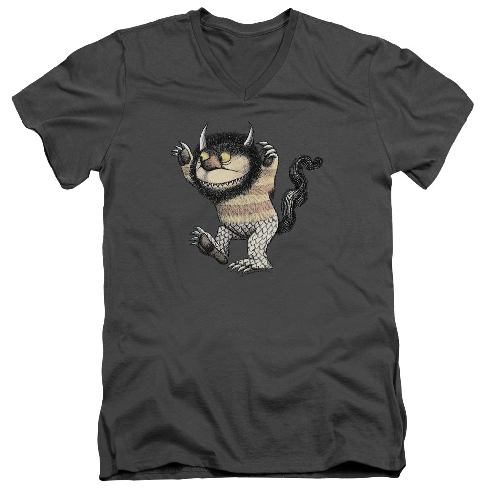 WHERE THE WILD THINGS ARE/CAROL - S/S ADULT V-NECK 30/1 - CHARCOAL