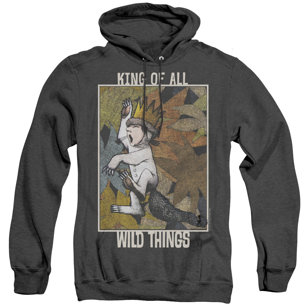 WHERE THE WILD THINGS ARE/KING OF ALL WILD THINGS - ADULT HEATHER HOODIE - BLACK