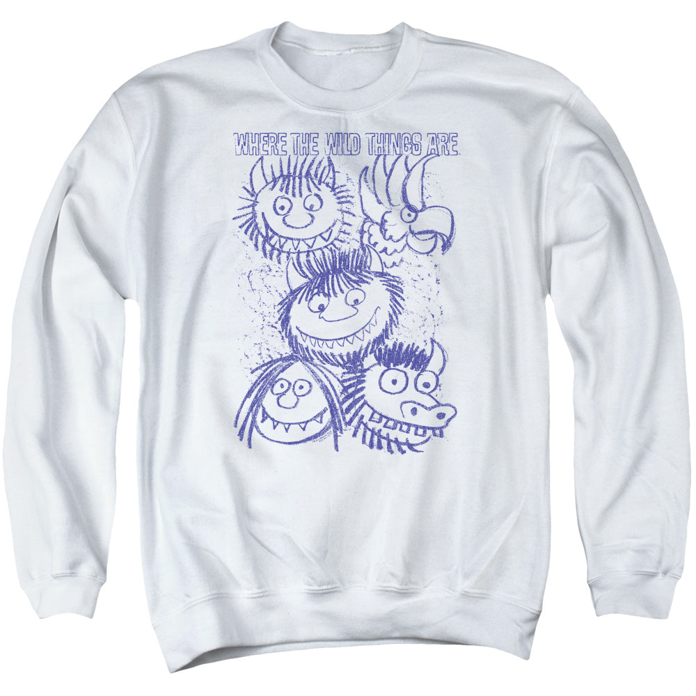 WHERE THE WILD THINGS ARE/WILD SKETCH - ADULT CREWNECK SWEATSHIRT - WHITE