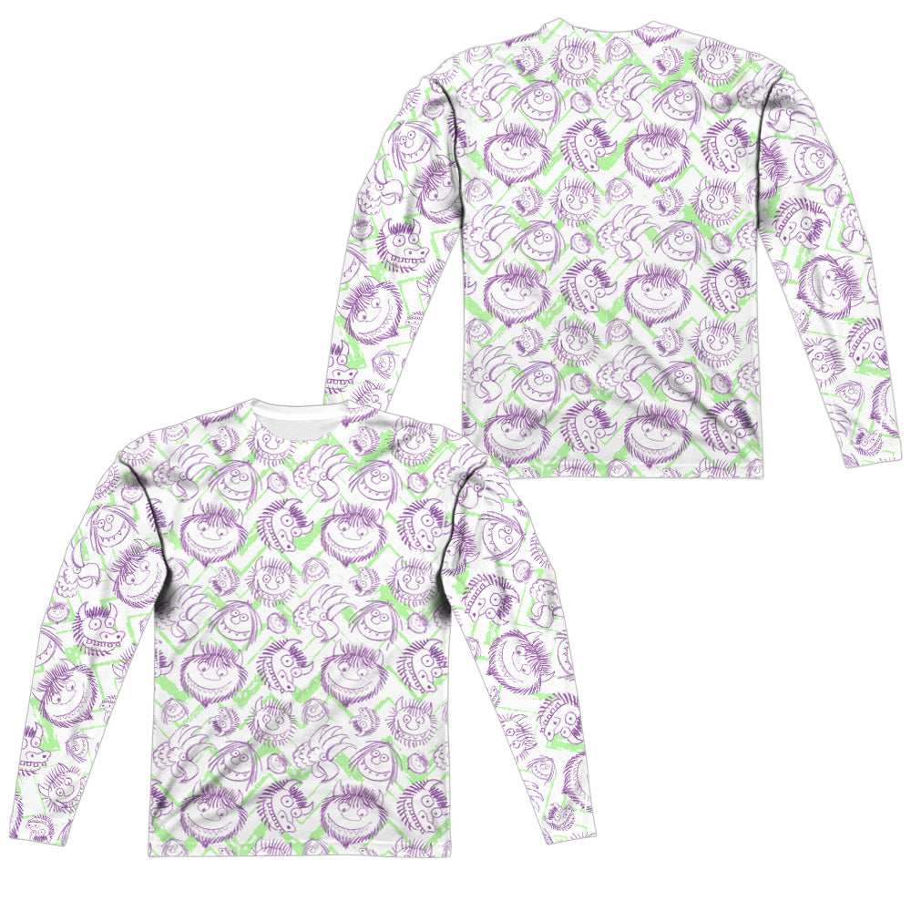 WHERE THE WILD THINGS ARE/WILD SCRIBBLE (FRONT/BACK PRINT) - L/S ADULT POLY CREW  - MULTI