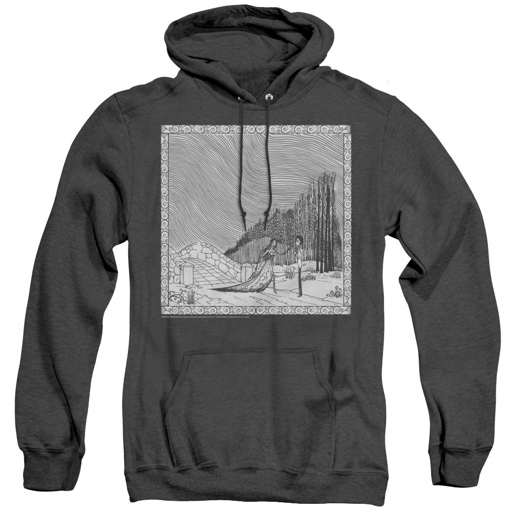 CORPSE BRIDE/MY DARLING - ADULT HEATHER HOODIE - BLACK