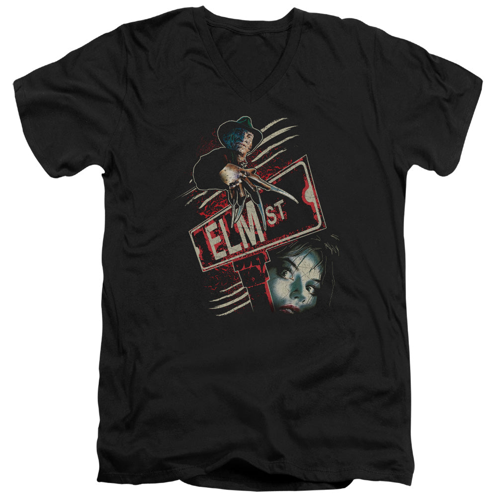 NIGHTMARE ON ELM STREET/ELM ST - S/S ADULT V-NECK 30/1 - BLACK