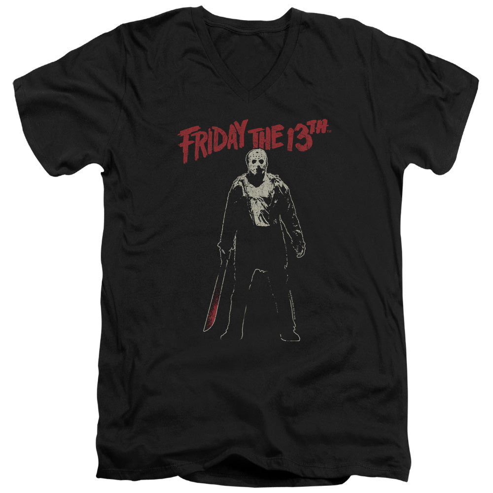 FRIDAY THE 13TH/CHCHCH AHAHAH - S/S ADULT V-NECK 30/1 - BLACK