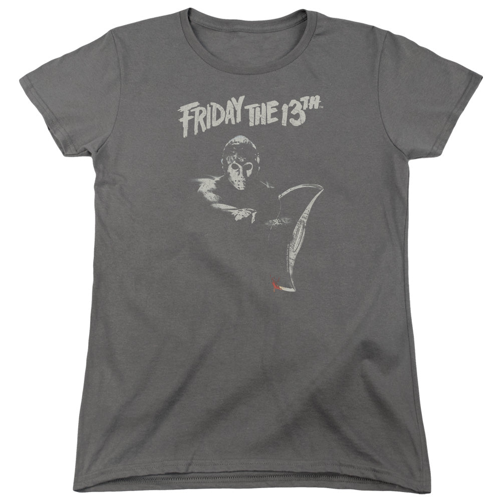 FRIDAY THE 13TH/AX - S/S WOMENS TEE - CHARCOAL