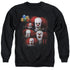 IT 1990/MANY FACES OF PENNYWISE - ADULT CREWNECK SWEATSHIRT - BLACK