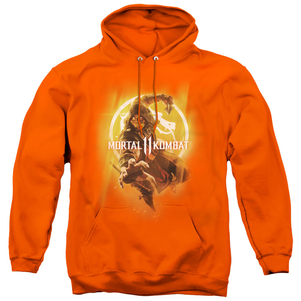 MORTAL KOMBAT 11/FROM THE FLAMES - ADULT PULLOVER HOODIE - ORANGE
