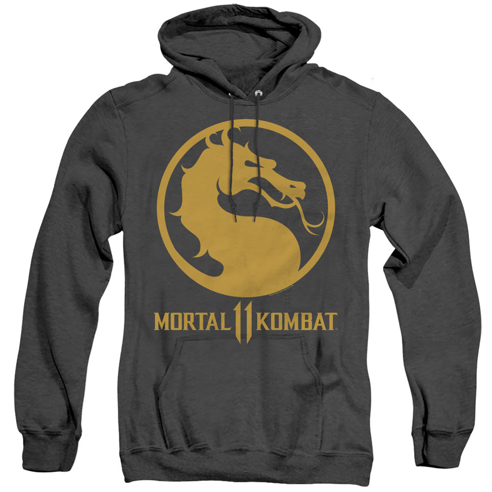 MORTAL KOMBAT 11/DRAGON LOGO - ADULT HEATHER HOODIE - BLACK