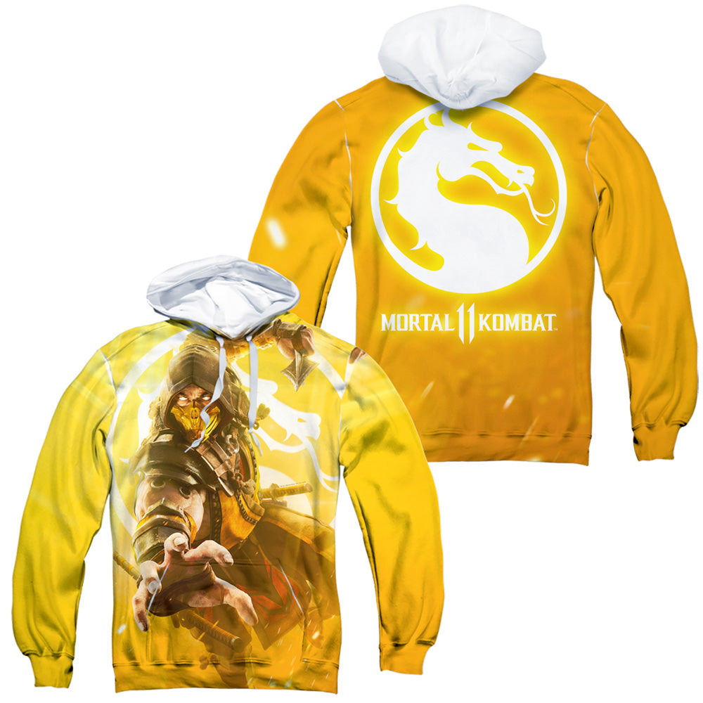 MORTAL KOMBAT 11/SCORPION (FRONT/BACK PRINT) - ADULT POLY PULLOVER HOODIE - MULTI