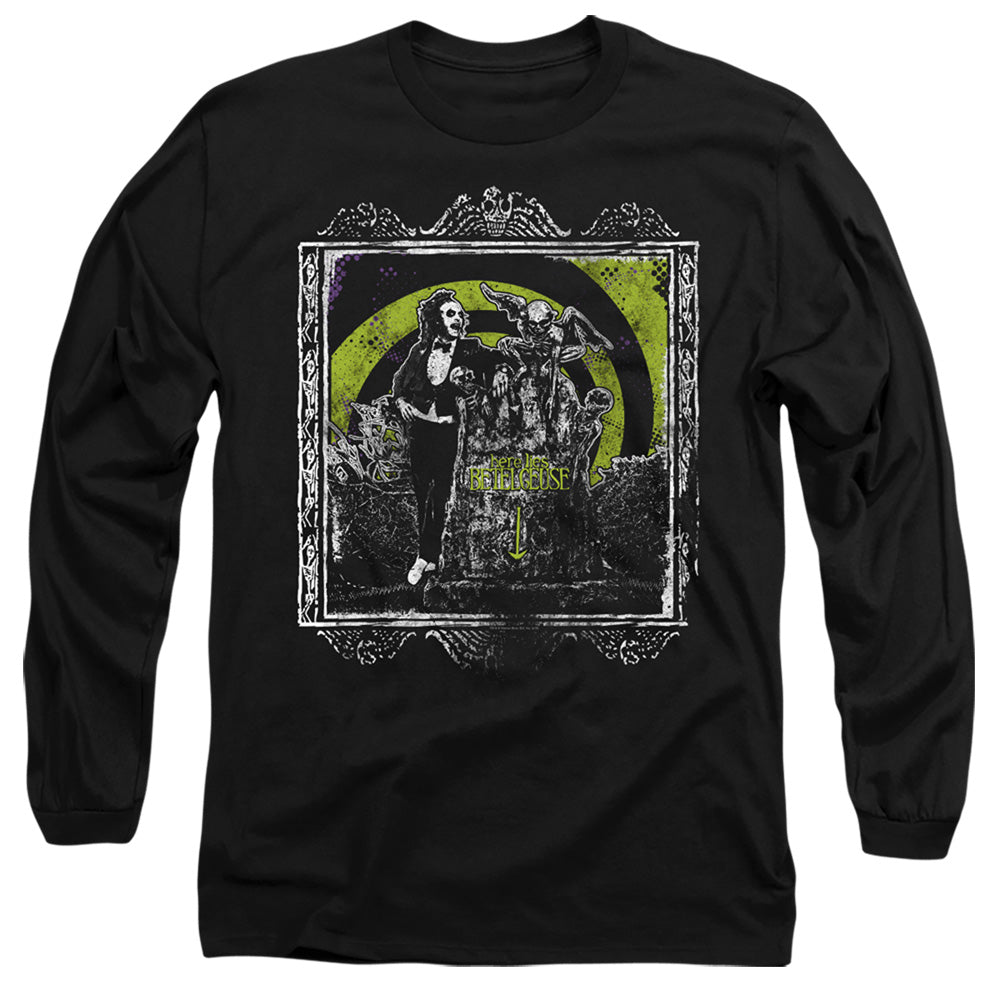 BEETLEJUICE/HERE LIES - L/S ADULT 18/1 - BLACK