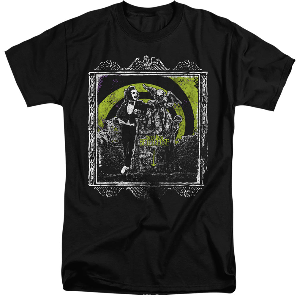 BEETLEJUICE/HERE LIES - S/S ADULT TALL 18/1 - BLACK