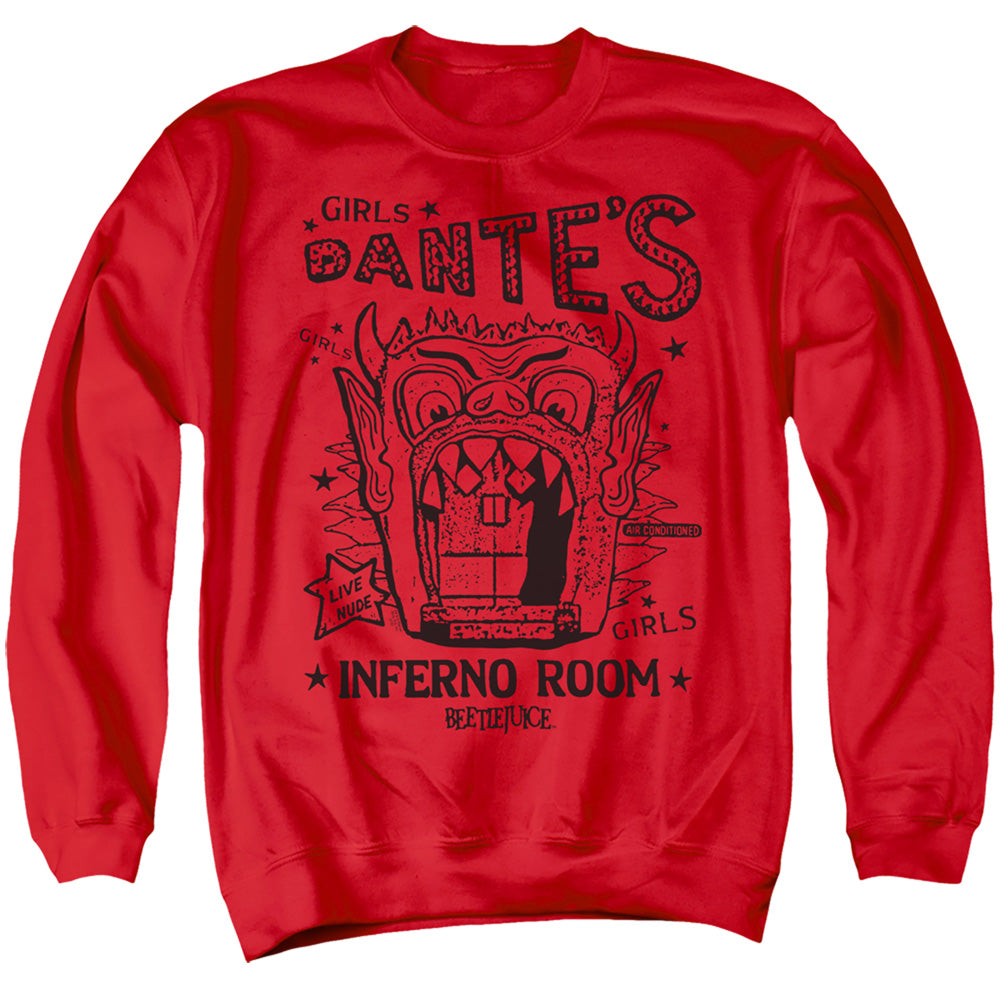 BEETLEJUICE/DANTES INFERNO ROOM - ADULT CREWNECK SWEATSHIRT - RED