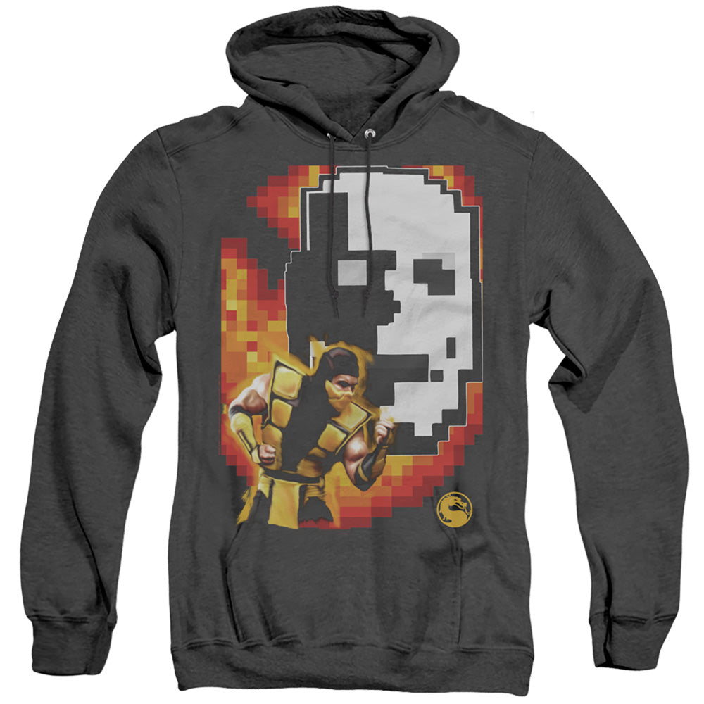 MORTAL KOMBAT KLASSIC/SCORPION - ADULT HEATHER HOODIE - BLACK
