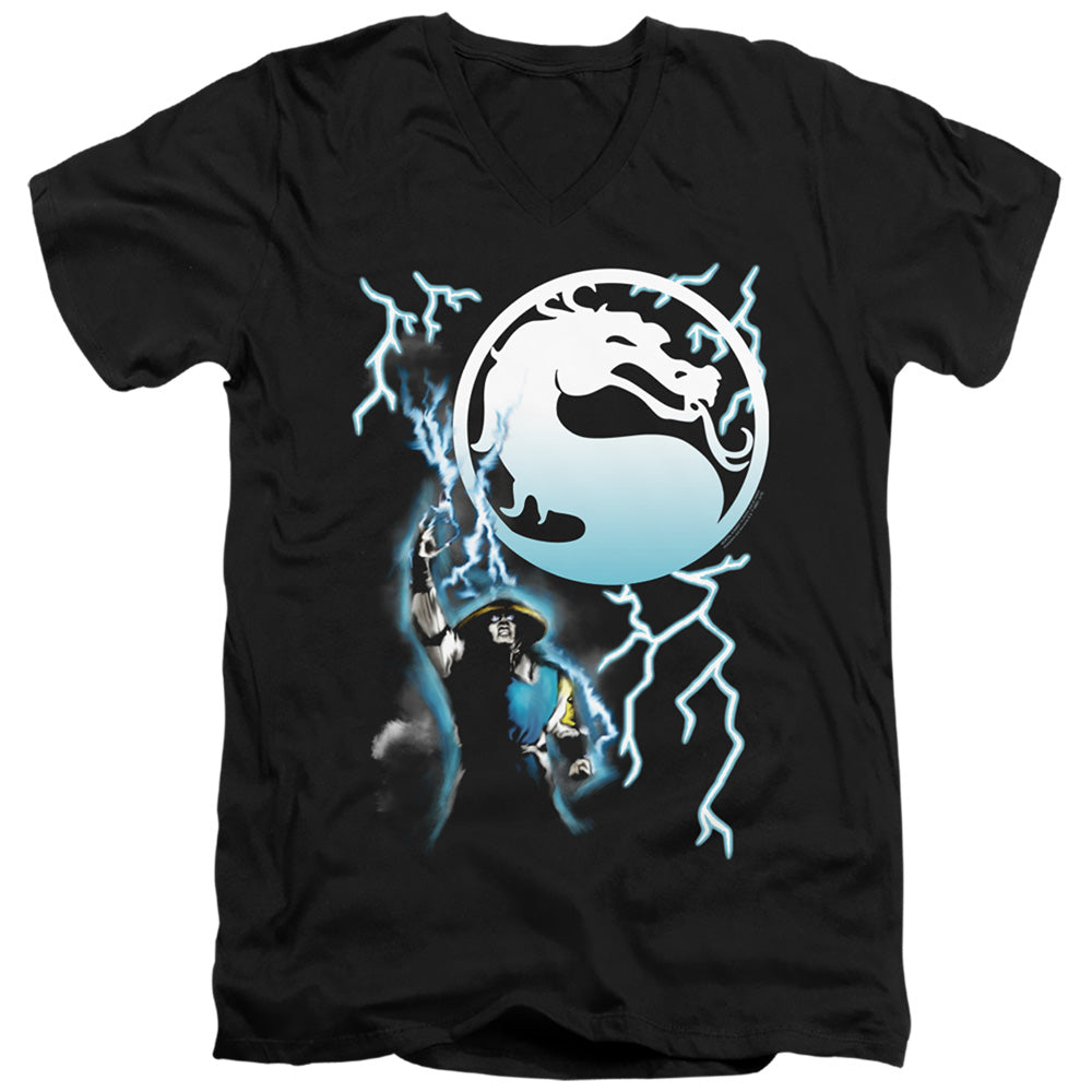 MORTAL KOMBAT KLASSIC/RAIDEN - S/S ADULT V-NECK 30/1 - BLACK