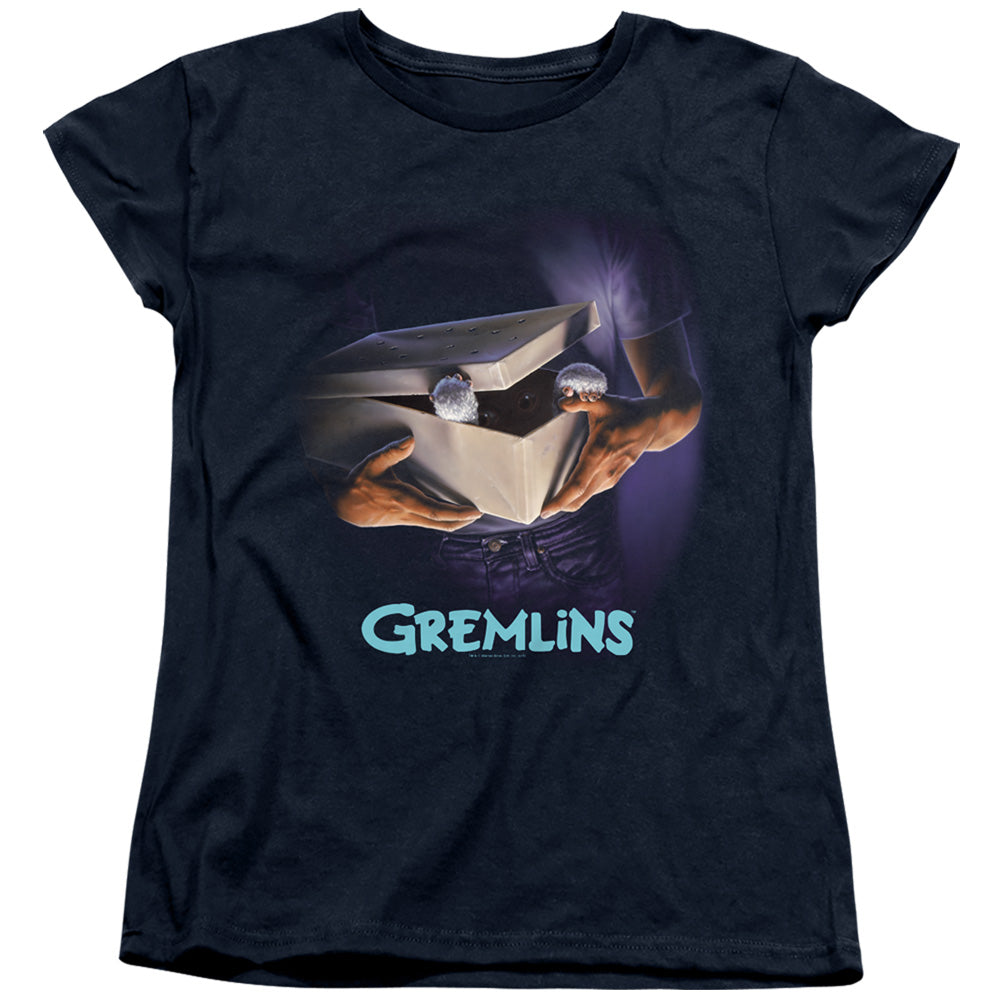 GREMLINS/ORIGINAL POSTER - S/S WOMENS TEE - NAVY