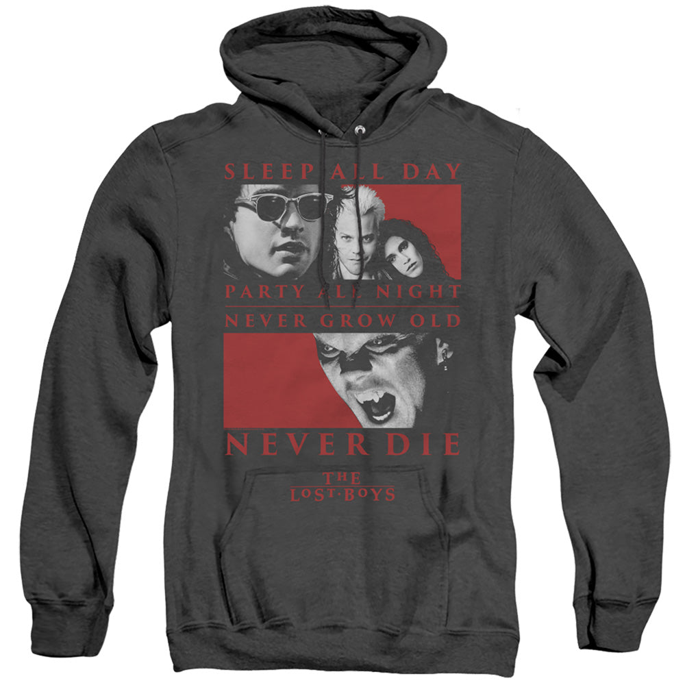 THE LOST BOYS/NEVER DIE - ADULT HEATHER HOODIE - BLACK