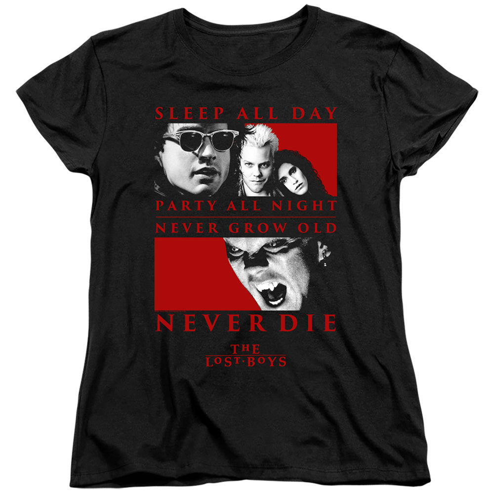 THE LOST BOYS/NEVER DIE - S/S WOMENS TEE - BLACK