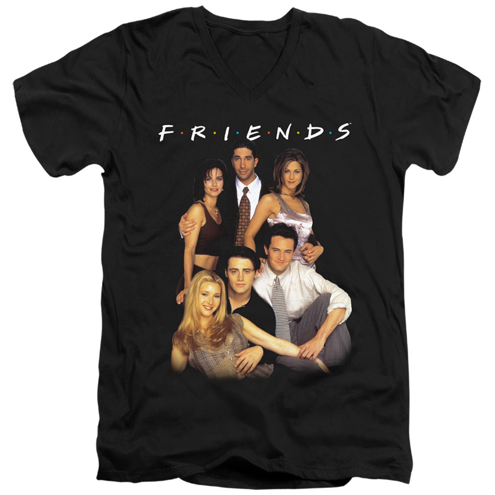 FRIENDS/STAND TOGETHER - S/S ADULT V-NECK 30/1 - BLACK