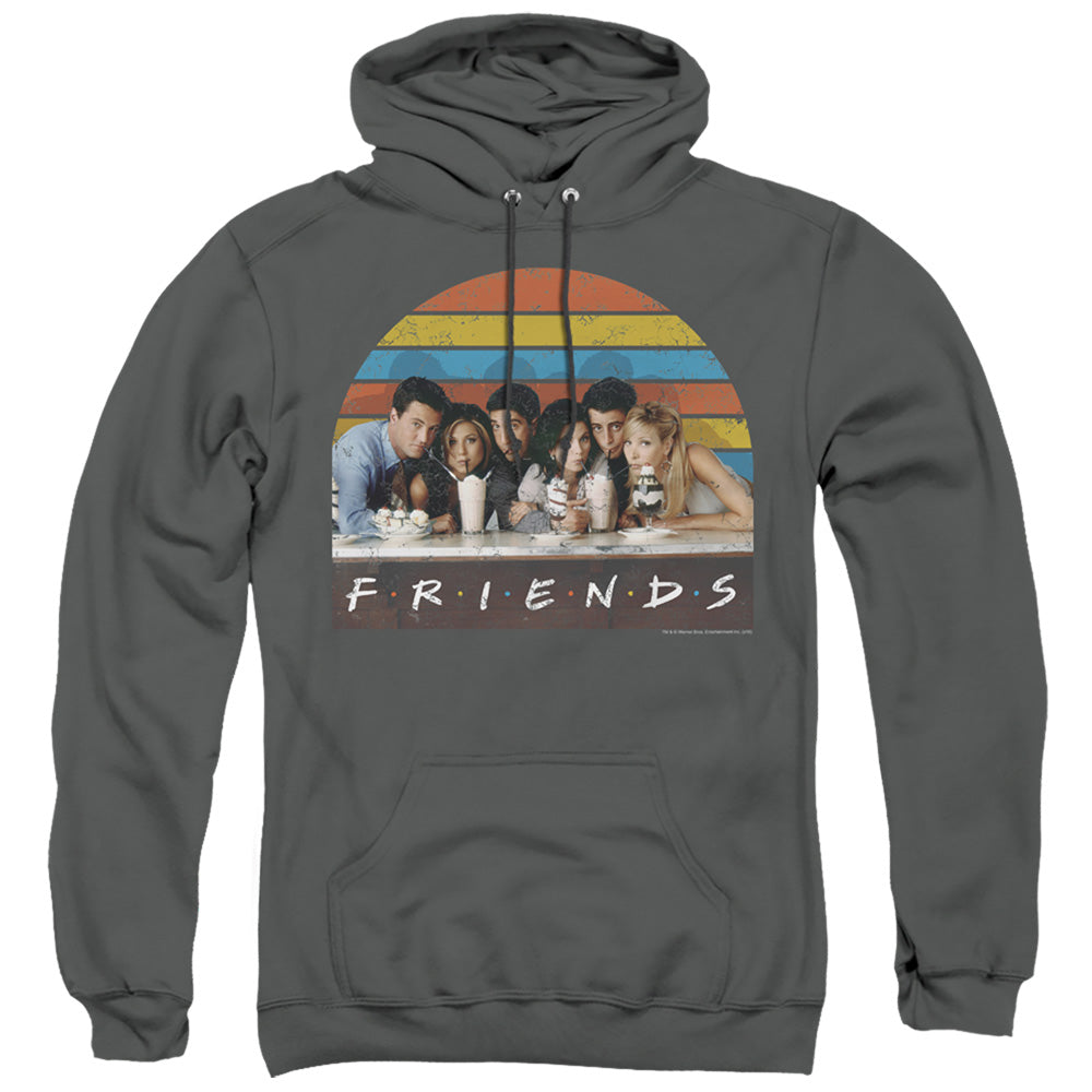 FRIENDS/SODA FOUNTAIN - ADULT PULLOVER HOODIE - CHARCOAL