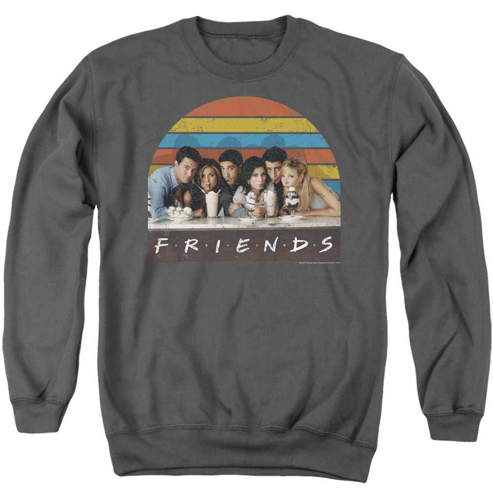 FRIENDS/SODA FOUNTAIN - ADULT CREWNECK SWEATSHIRT - CHARCOAL