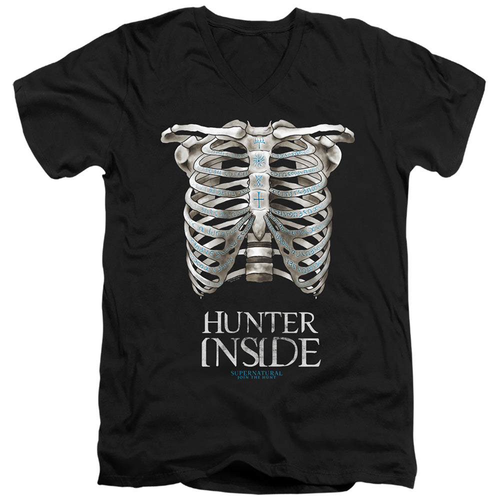 SUPERNATURAL/HUNTER INSIDE - S/S ADULT V-NECK 30/1 - BLACK