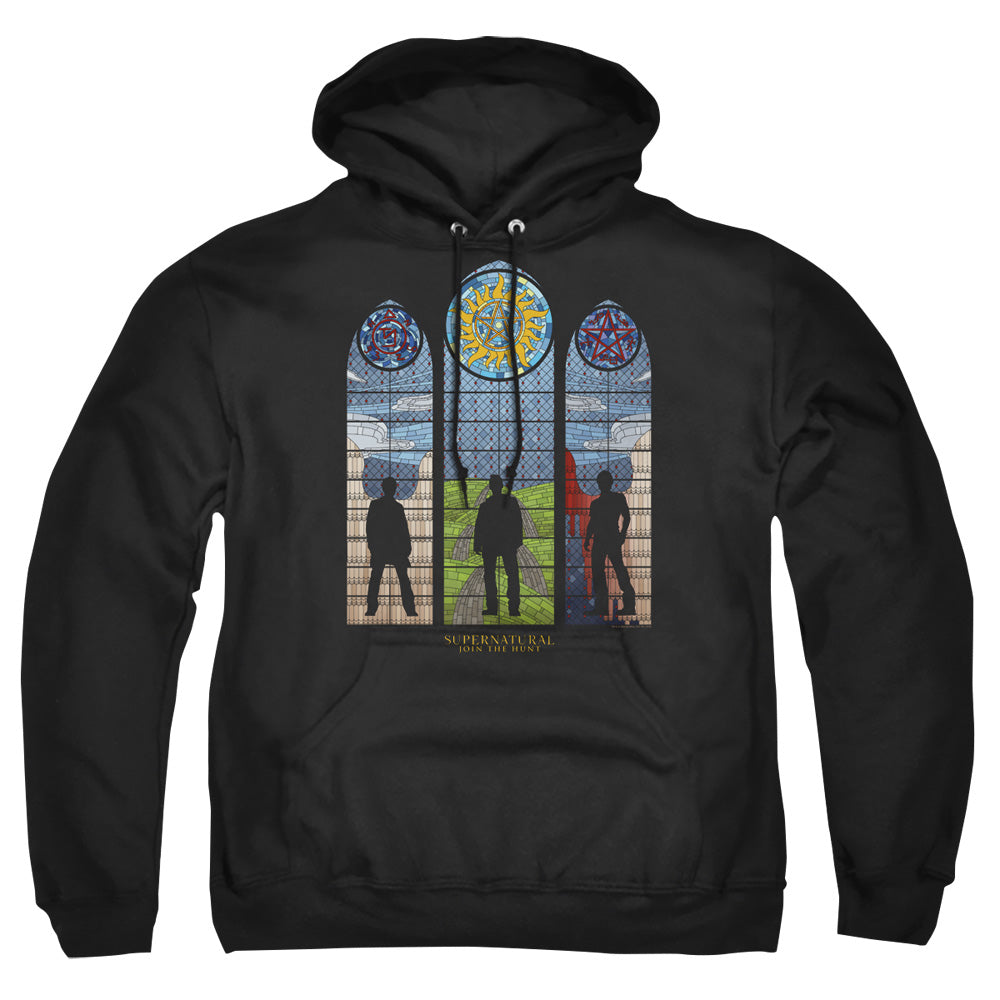 SUPERNATURAL/STAINED GLASS - ADULT PULLOVER HOODIE - BLACK