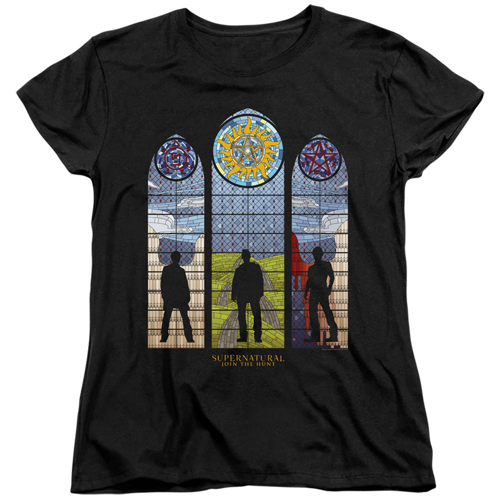 SUPERNATURAL/STAINED GLASS - S/S WOMENS TEE - BLACK