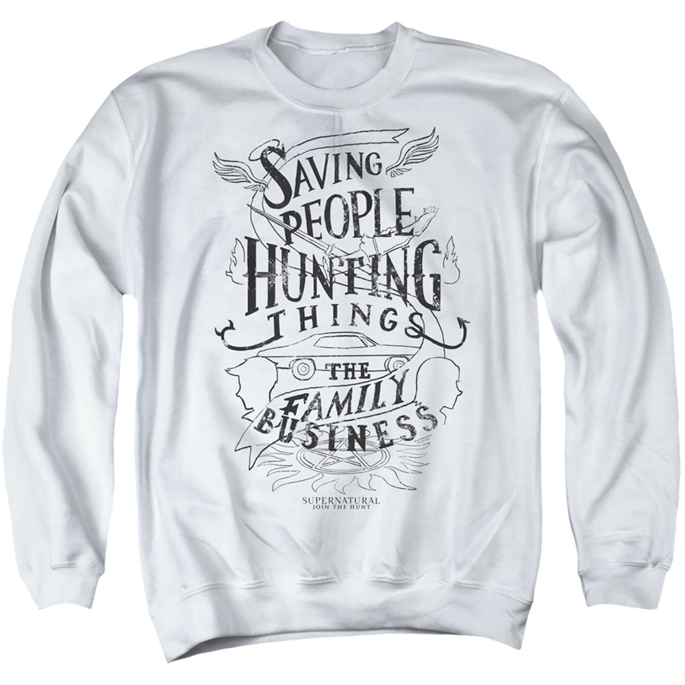 SUPERNATURAL/FAMILY BUSINESS - ADULT CREWNECK SWEATSHIRT - WHITE