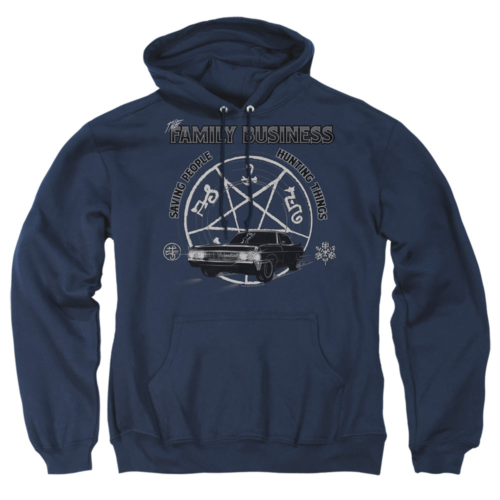 SUPERNATURAL/SAVING PEOPLE AND HUNTING - ADULT PULLOVER HOODIE - NAVY