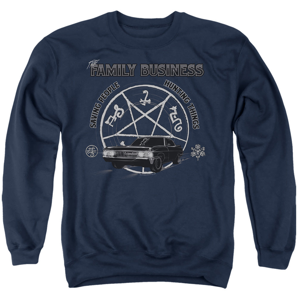 SUPERNATURAL/SAVING PEOPLE AND HUNTING - ADULT CREWNECK SWEATSHIRT - NAVY