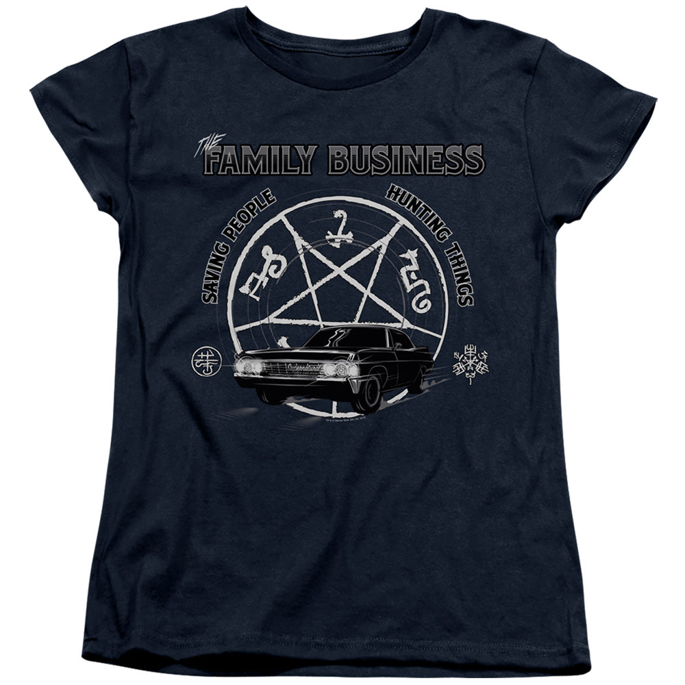 SUPERNATURAL/SAVING PEOPLE AND HUNTING - S/S WOMENS TEE - NAVY