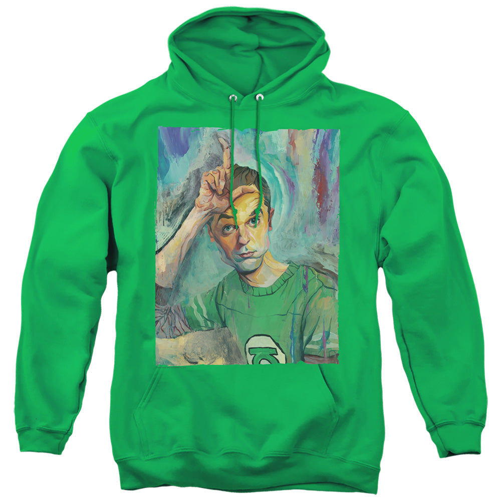 BIG BANG THEORY/SHELDON PAINTING - ADULT PULLOVER HOODIE - KELLY GREEN